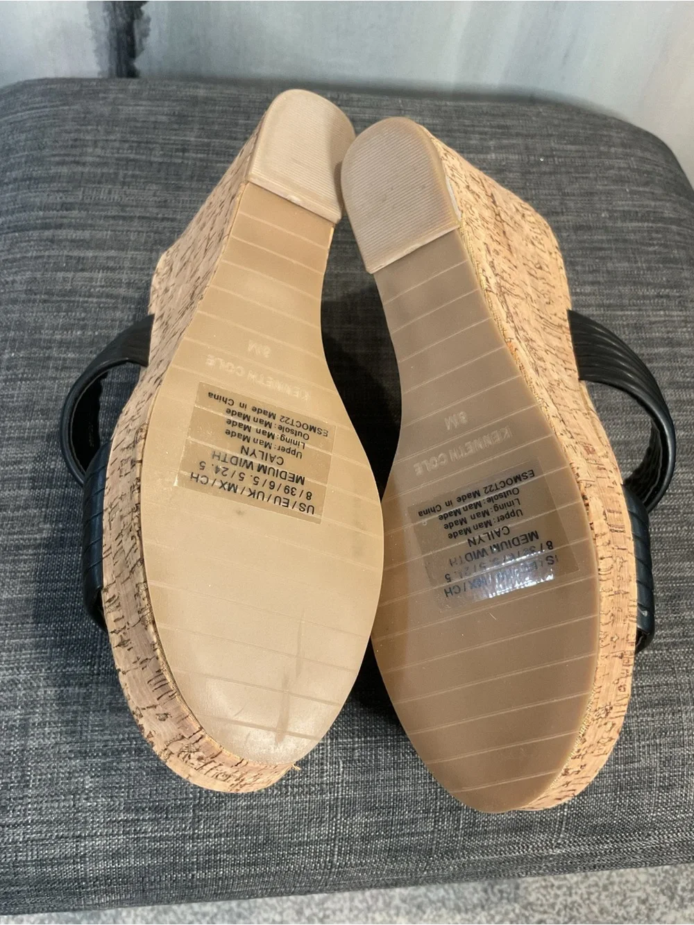 Kenneth Cole New York Cailyn Cork Wedge Sandal in Black - Size 8 (NIB)